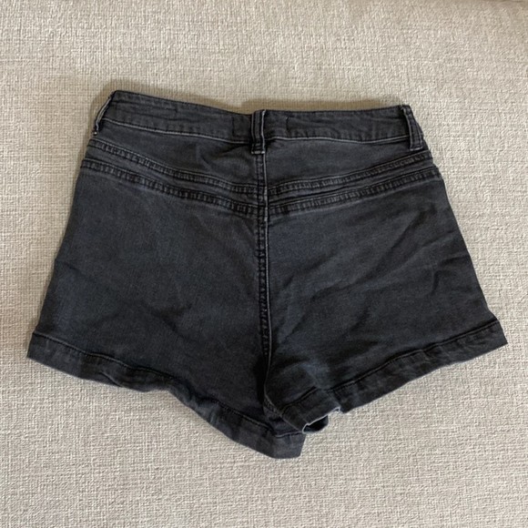 PACSUN 70's black high waist jean shorts sz 24 - Picture 3 of 9